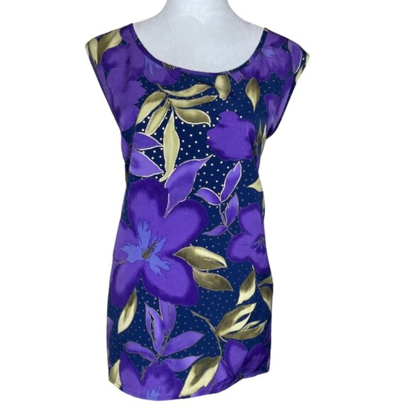 Vtg Susan Graver Style Women's Purple Gold 2pc Tank & Button Down Blouse Plus 3X - Picture 2 of 11